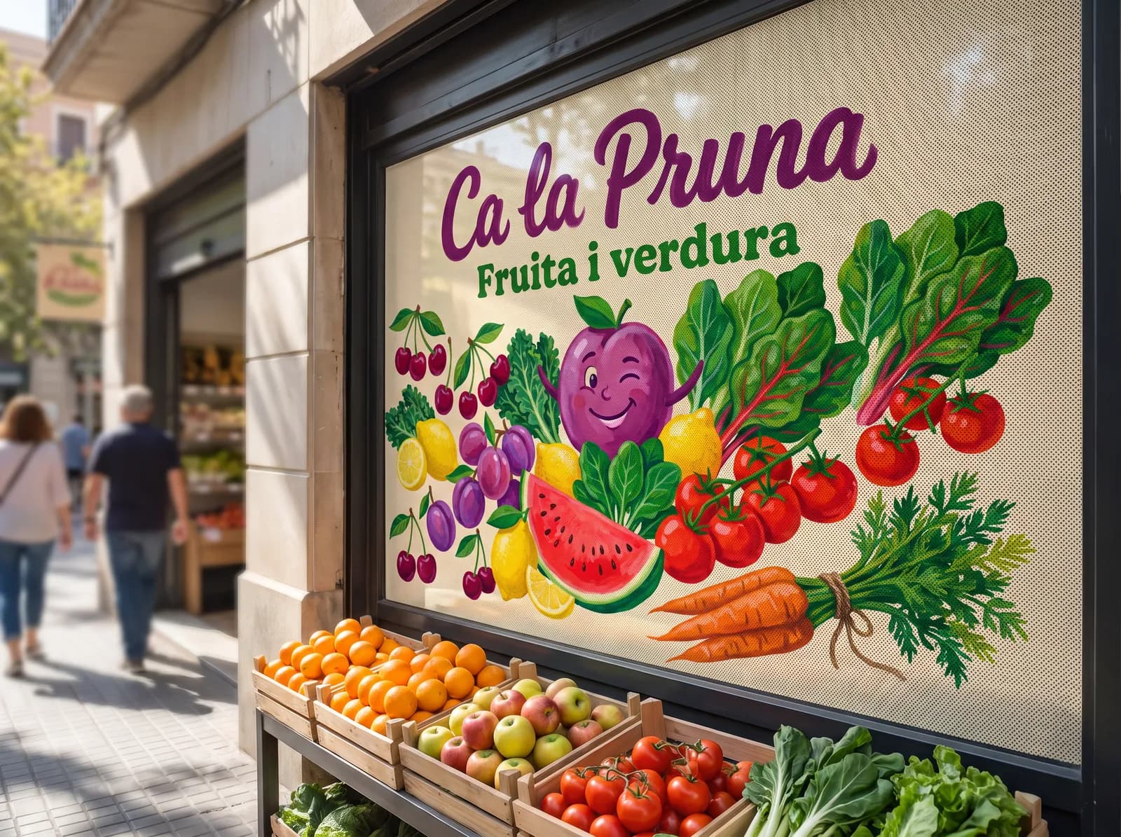 Exemple instal·lat amb la gràfica d’una fruiteria fictícia