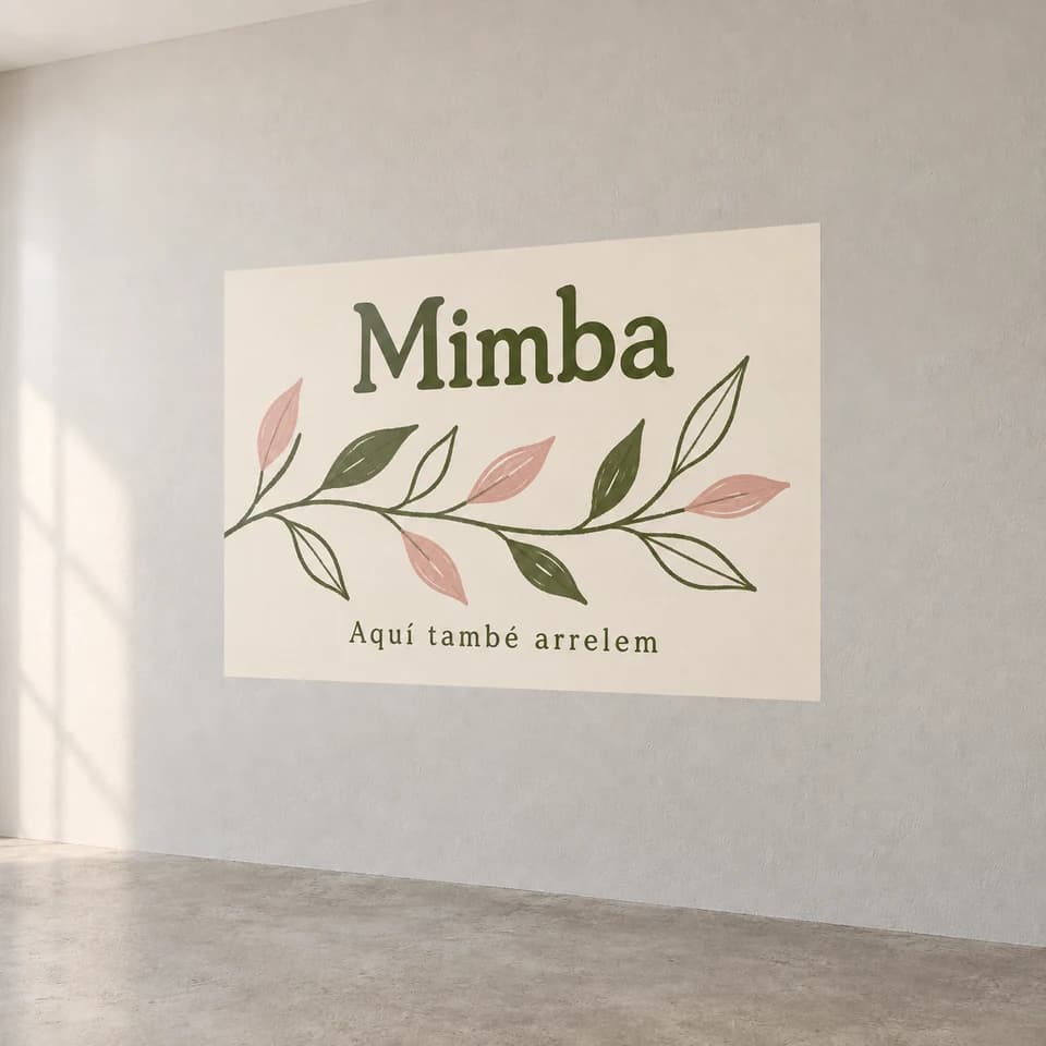 Vinilo impreso de alta adherencia para pared. Una composición botánica con un mensaje breve.